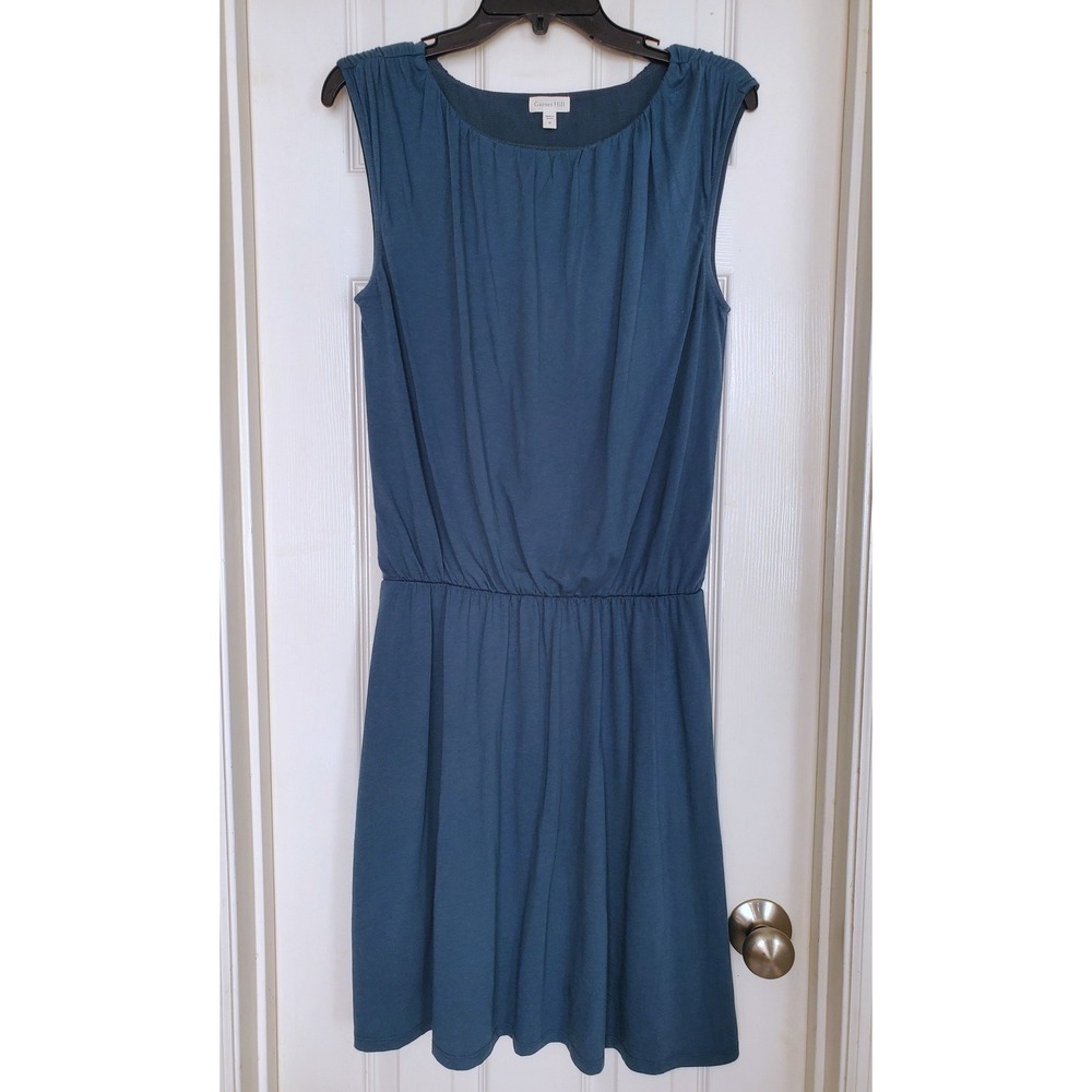 Garnet Hill Knit Dress Teal‎ Organic Cotton Tencel Sleeveless Casual Summer M